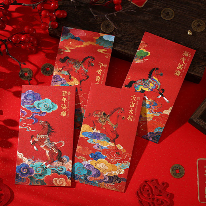 Buddha Stones Year Of The Horse 2026 New Year blessings 6pcs Chinese Red Envelope - image 12