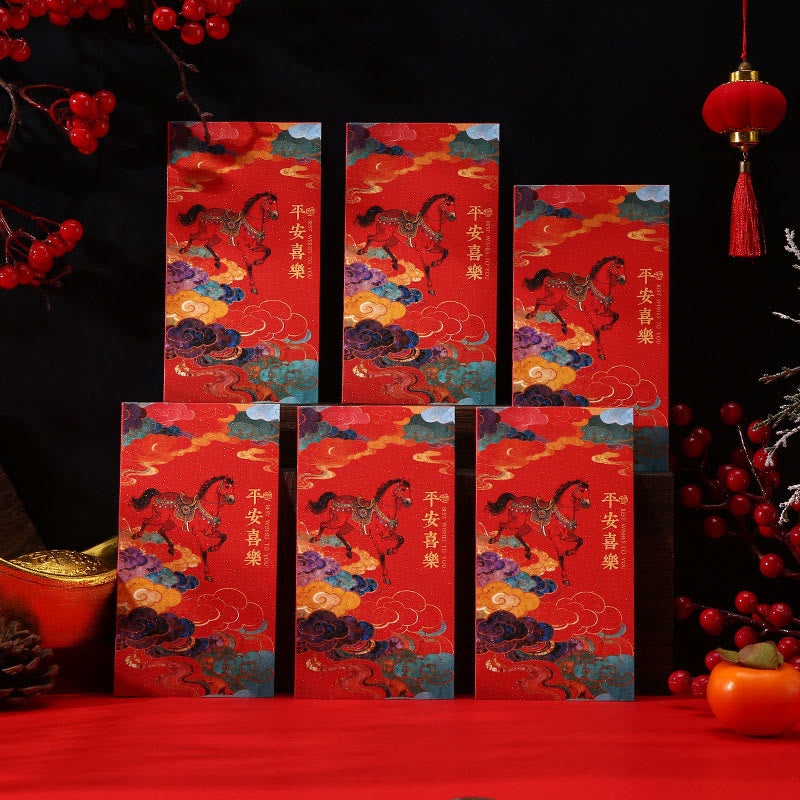 Buddha Stones Year Of The Horse 2026 New Year blessings 6pcs Chinese Red Envelope - Peace And Joy Red Envelope - image 5