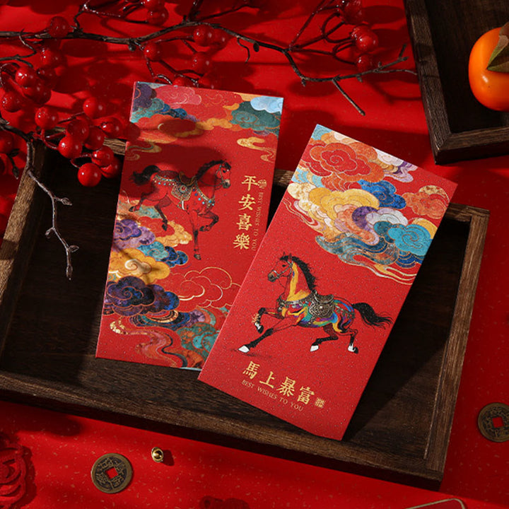 Buddha Stones Year Of The Horse 2026 New Year blessings 6pcs Chinese Red Envelope - image 10