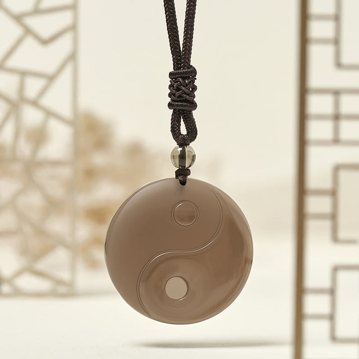 Buddha Stones Black Obsidian Taoism Five Sacred Mountains Nine-Character Mantra Carved Purification Yin Yang Necklace Pendant - image 15