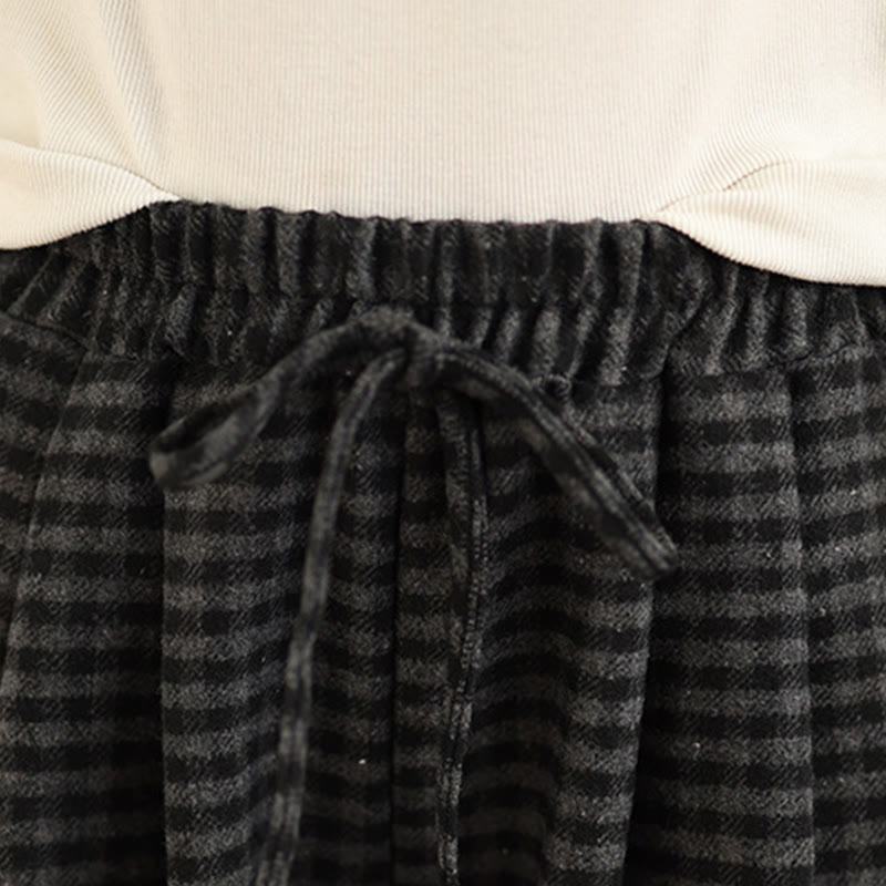 Buddha Stones Casual Plaid Pattern Women's Wide Leg Pants With Pockets - image 7