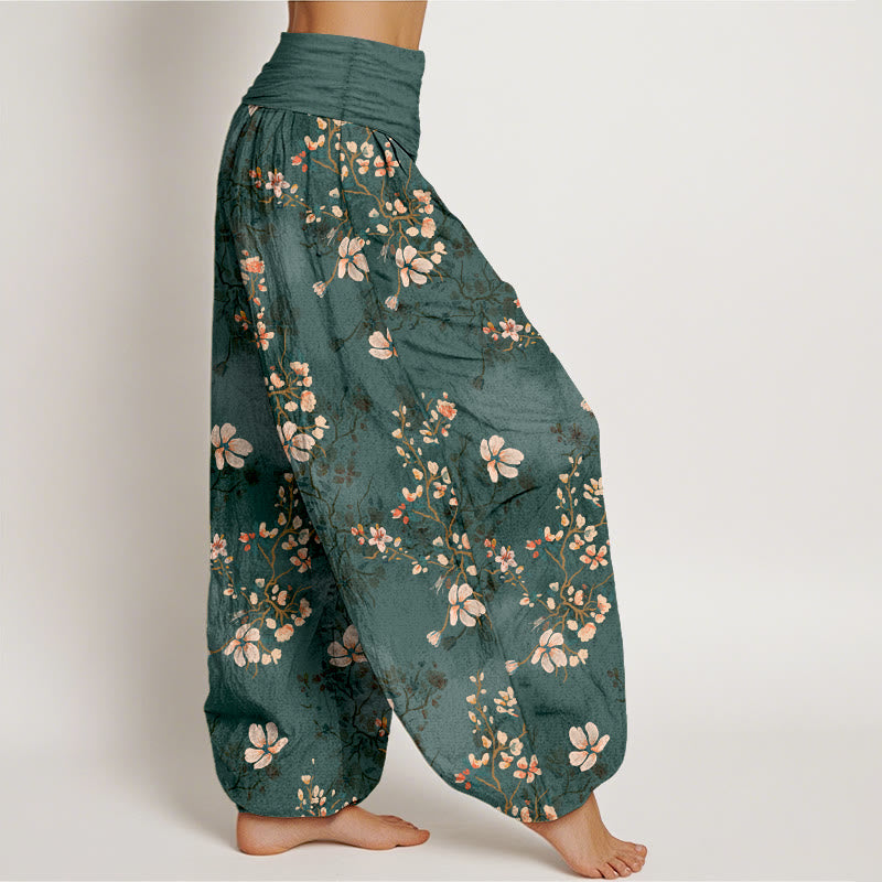 Buddha Stones Pure Cotton Cherry Blossom Women's Elastic Waist Harem Pants - image 10