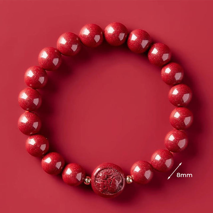 Buddha Stones Chinese Zodiac Year Of The Horse Carved Cinnabar Peaceful Blessing Bracelet - 8mm Rat - image 28