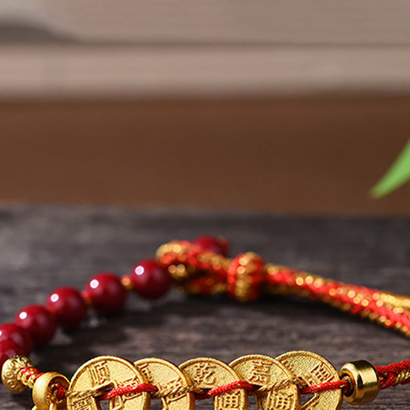 Buddha Stones Five-Emperor Coins Copper Amethyst Cinnabar Black Red String Balance Attract Fortune Bracelet - image 20