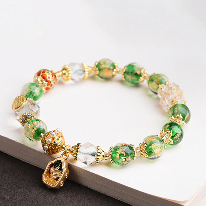 Buddha Stones Liuli Glass 925 Sterling Silver Copper Keep Away Evil Spirits Bracelet - image 3