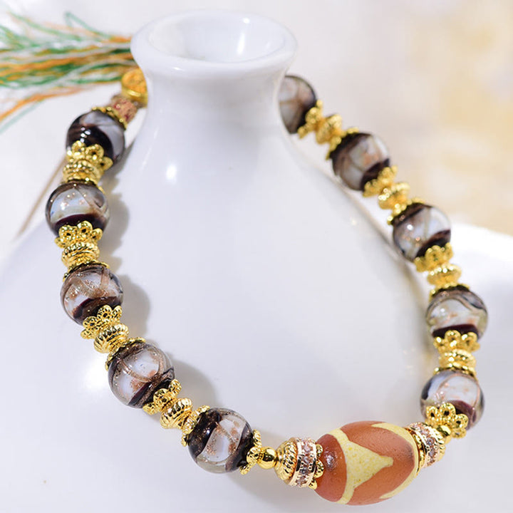 Buddha Stones Liuli Glass Dzi Beads Blessings Bracelet - image 13
