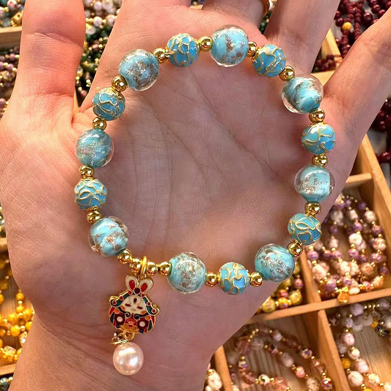 Buddha Stones Rabbit Liuli Glass Luck Bracelet - Liuli Glass(Wrist Circumference: 15-16cm) - image 0