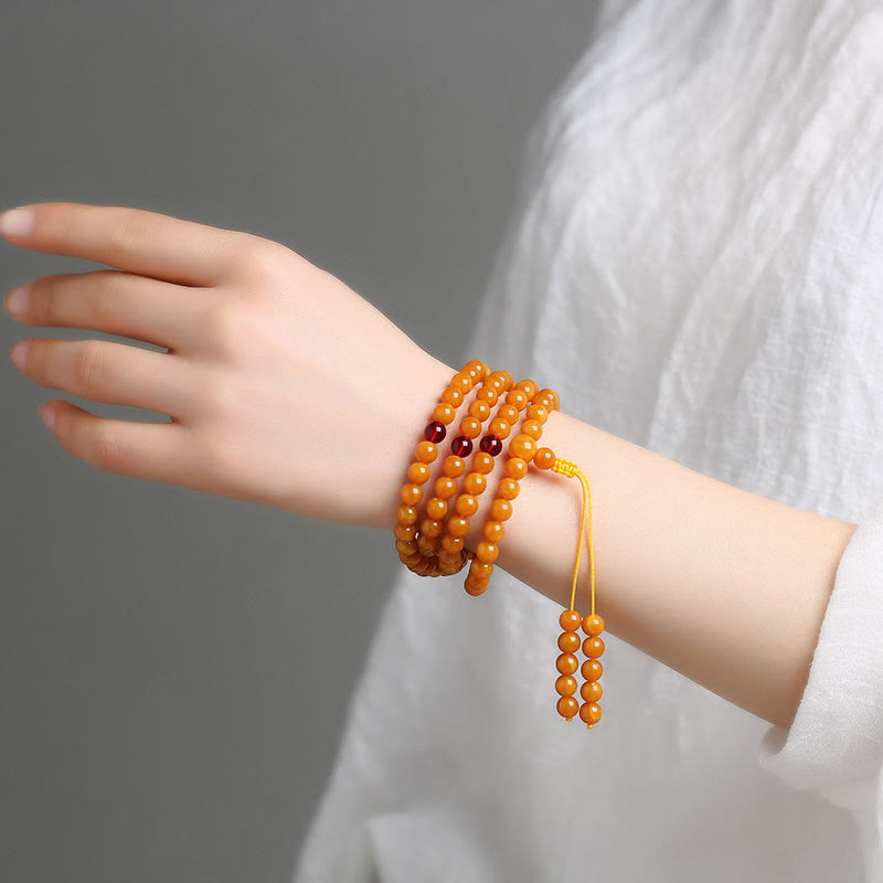 Buddha Stones Tibetan Amber Round Bead Mala - image 10