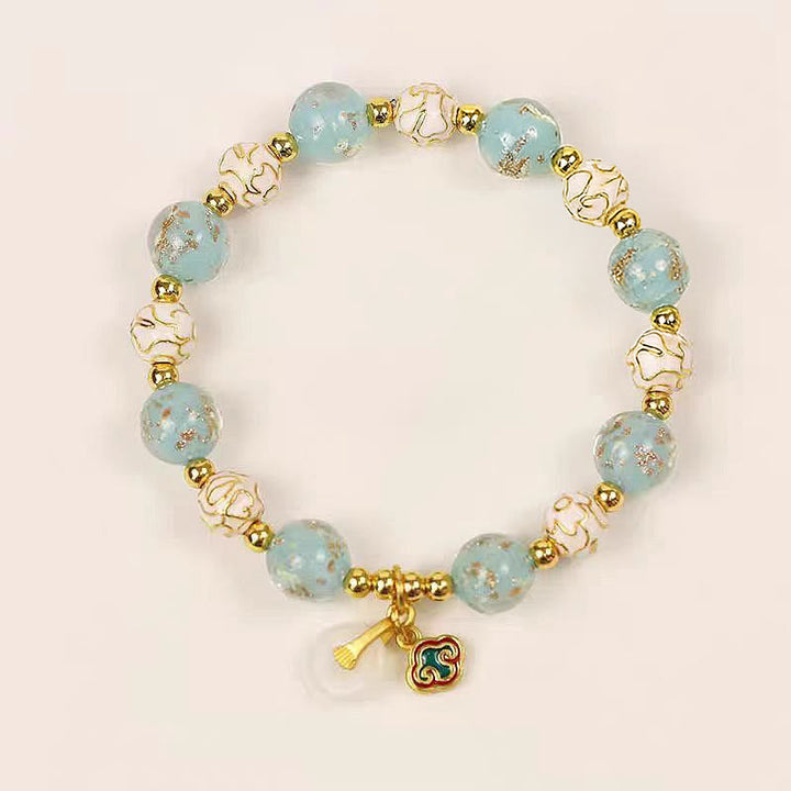 Buddha Stones Blue Liuli Glass Blessings Bracelet - Liuli Glass(Wrist Circumference: 15-16cm) - image 0