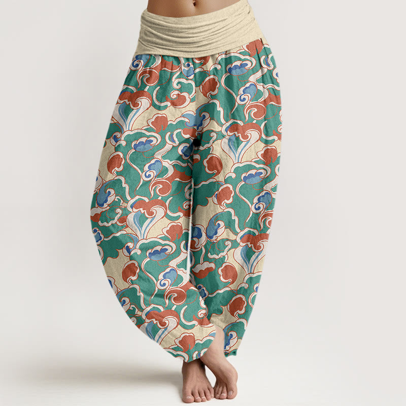 Buddha Stones Pure Cotton Small Clouds Gathered Women's Elastic Waist Harem Pants - Beige - US16，UK/AU20，EU48 (3XL) - image 0