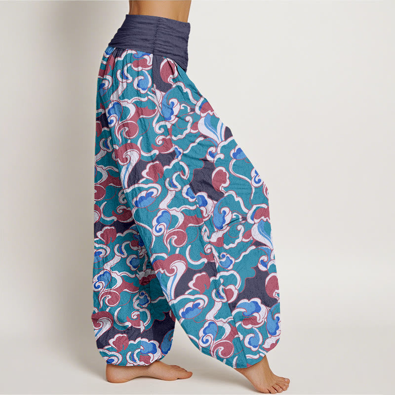 Buddha Stones Pure Cotton Small Clouds Gathered Women's Elastic Waist Harem Pants - image 10
