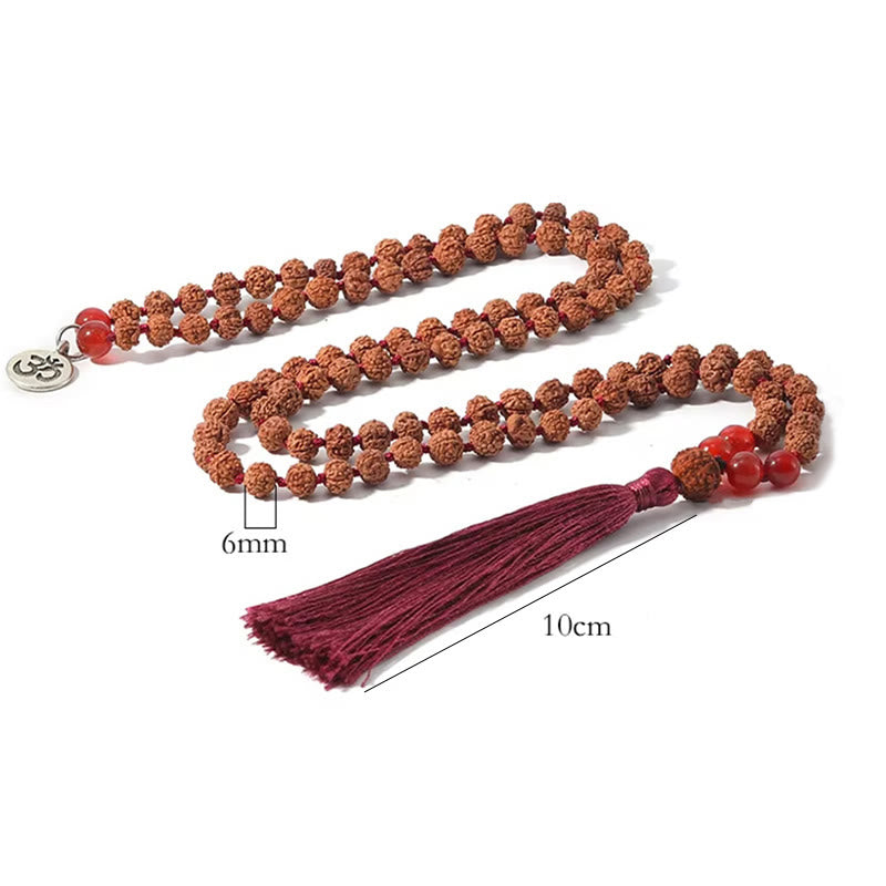 Buddha Stones Tibetan 108 Beads Bodhi Seed Om Symbol Charm Tassel Wealth Auspiciousness Mala - image 1