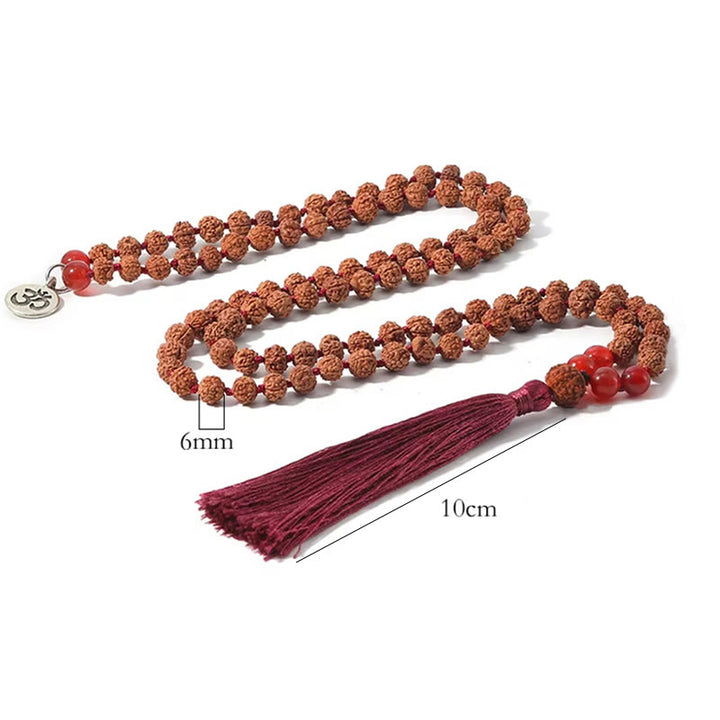 Buddha Stones Tibetan 108 Beads Bodhi Seed Om Symbol Charm Tassel Wealth Auspiciousness Mala - image 1