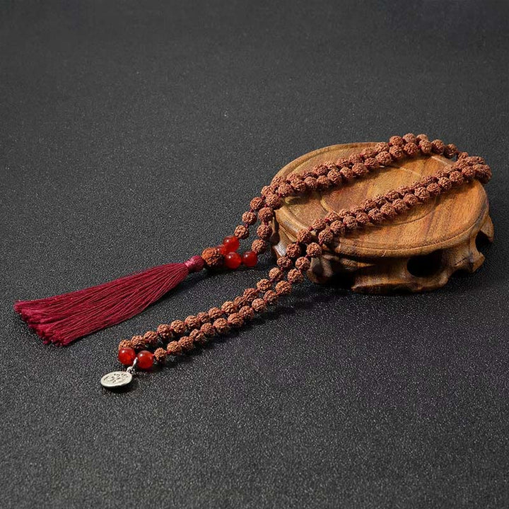 Buddha Stones Tibetan 108 Beads Bodhi Seed Om Symbol Charm Tassel Wealth Auspiciousness Mala - image 3