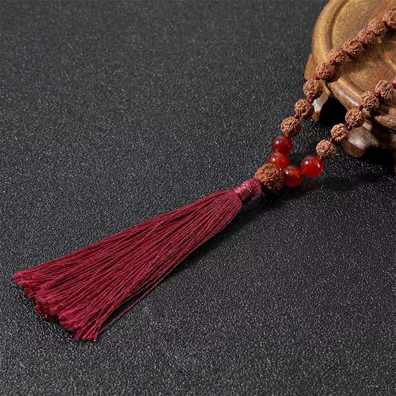 Buddha Stones Tibetan 108 Beads Bodhi Seed Om Symbol Charm Tassel Wealth Auspiciousness Mala - image 4