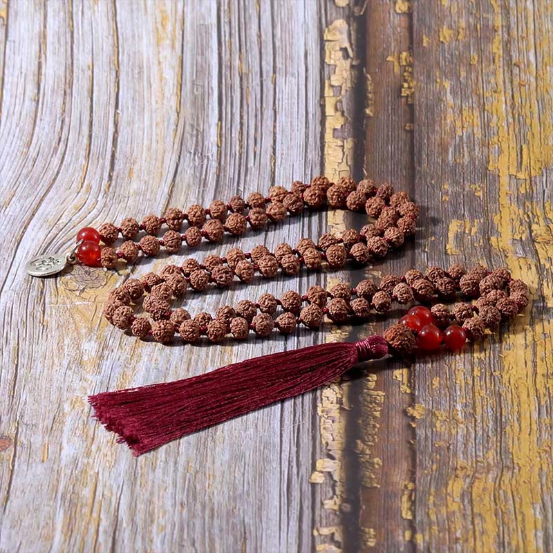 Buddha Stones Tibetan 108 Beads Bodhi Seed Om Symbol Charm Tassel Wealth Auspiciousness Mala - image 2