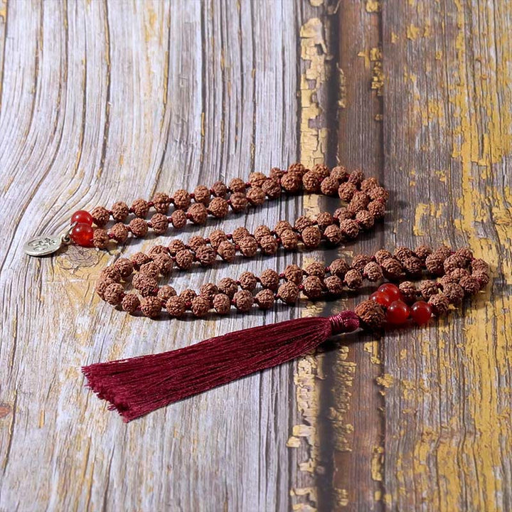 Buddha Stones Tibetan 108 Beads Bodhi Seed Om Symbol Charm Tassel Wealth Auspiciousness Mala - image 2