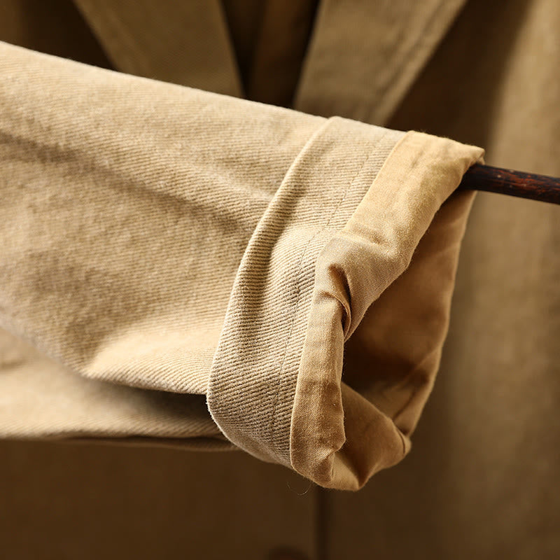 Buddha Stones Spring Fall Buttons Lapel Collar Long Sleeve Mid-length Cotton Women's Jacket With Pockets - image 10