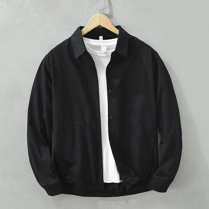 Buddha Stones Simple Solid Color Buttons Down Men's Stand Collar Long Sleeve Cotton Shirt - Black - US/UK/AU42，EU52 (3XL) - image 12