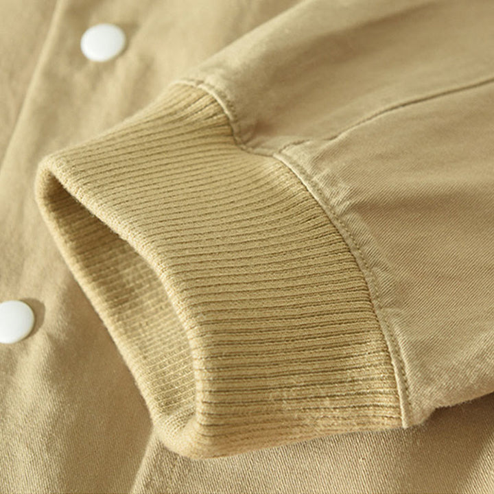 Buddha Stones Simple Solid Color Buttons Down Men's Stand Collar Long Sleeve Cotton Shirt - image 3