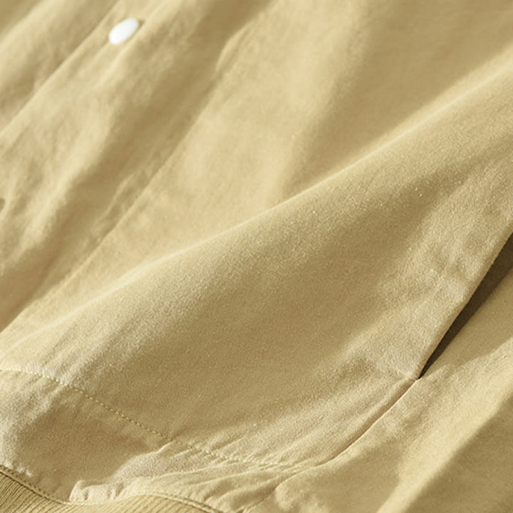 Buddha Stones Simple Solid Color Buttons Down Men's Stand Collar Long Sleeve Cotton Shirt - image 2