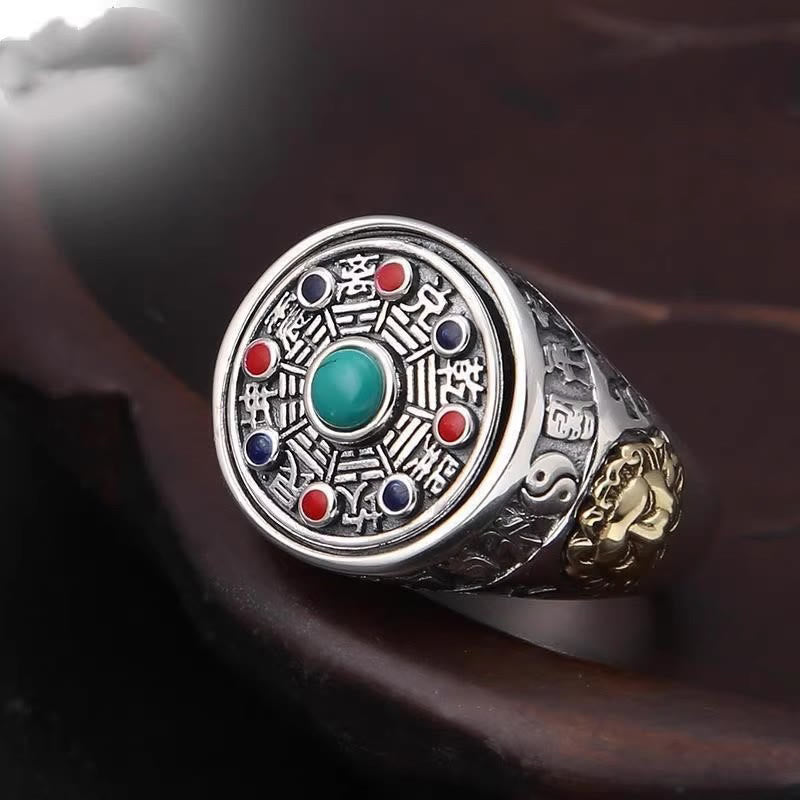 Buddha Stones Copper Bagua Copper Coins Wealth Rotatable Adjustable Ring - Copper Bagua(Adjustable) - image 0