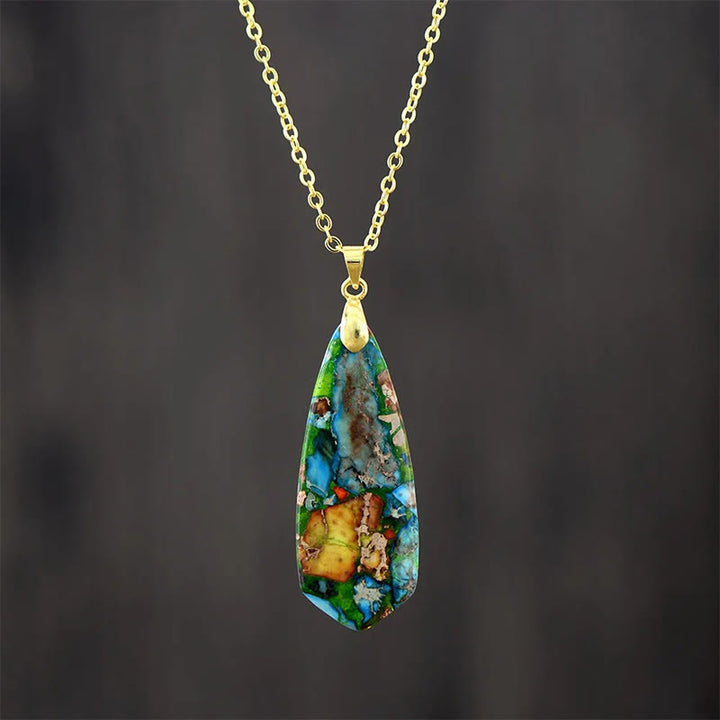 Buddha Stones Emperor Stone Happiness Necklaces Pendants - Blue Emperor Stone Golden Chain - image 6