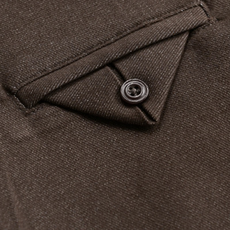 Buddha Stones Fall Solid Buttons Down Men's Stand Collar Long Sleeve Cotton Shirt - image 3