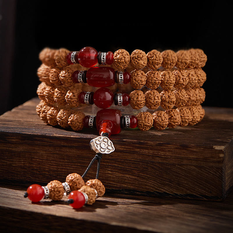Buddha Stones Tibetan 108 Beads Bodhi Seed Three-eyed Dzi Bead Auspiciousness Mala - image 9