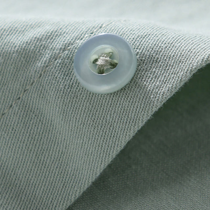 Buddha Stones Casual Solid Buttons Down Decorative Pocket Men's Stand Collar Long Sleeve Cotton Shirt - image 4