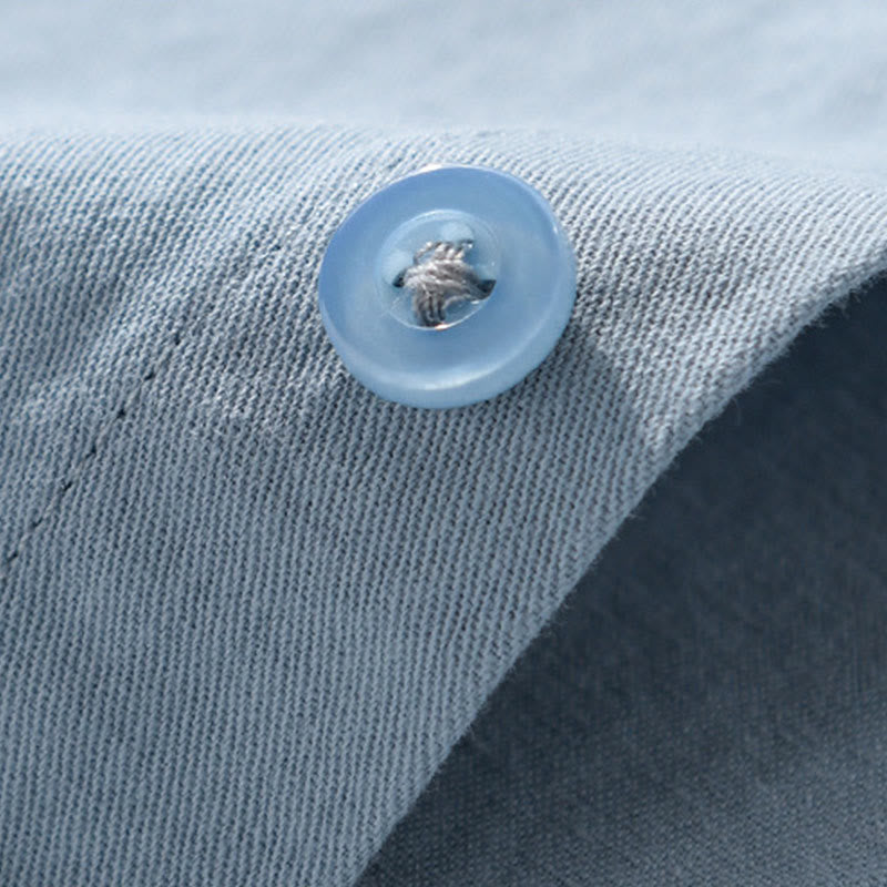 Buddha Stones Casual Solid Buttons Down Decorative Pocket Men's Stand Collar Long Sleeve Cotton Shirt - image 9