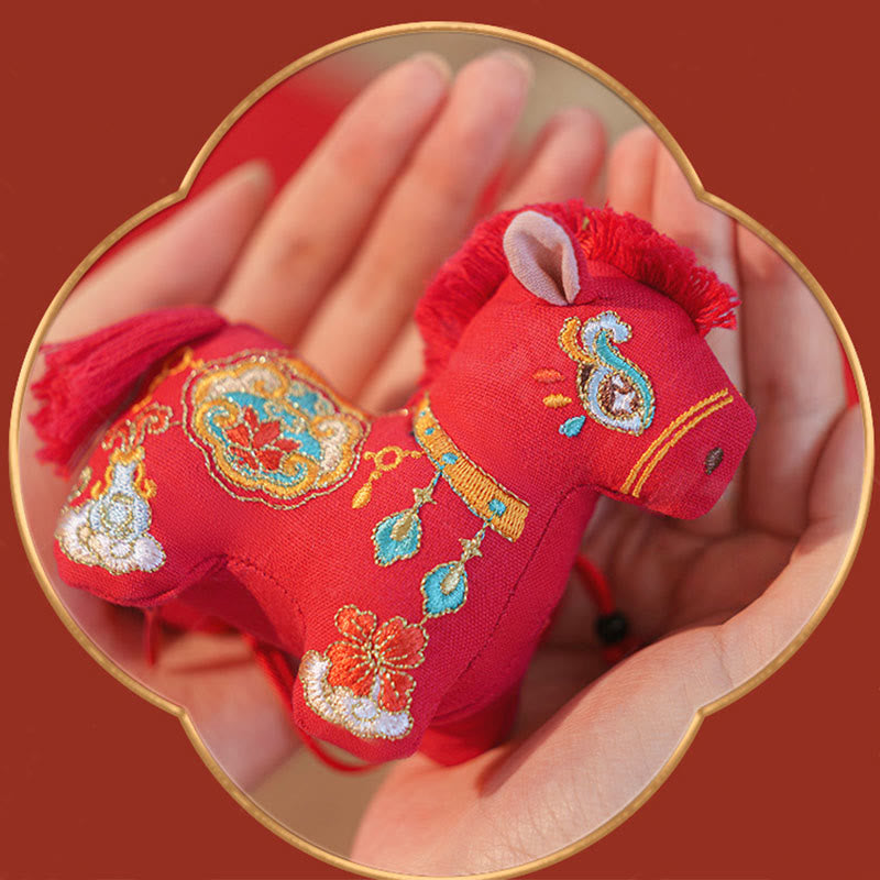 Buddha Stones Year Of The Horse Red String Embroidery Hanging Decoration - image 2