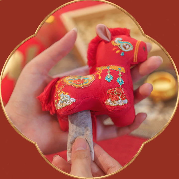 Buddha Stones Year Of The Horse Red String Embroidery Hanging Decoration - image 3