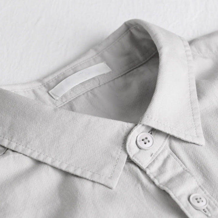 Buddha Stones Spring Solid Buttons Down Decorative Pocket Men's Stand Collar Long Sleeve Cotton Shirt - image 12