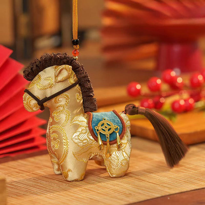 Buddha Stones Year Of The Horse Red String Embroidery Freedom Hanging Decoration - Yellow Horse (10.9-11.7*7.4cm) - image 8