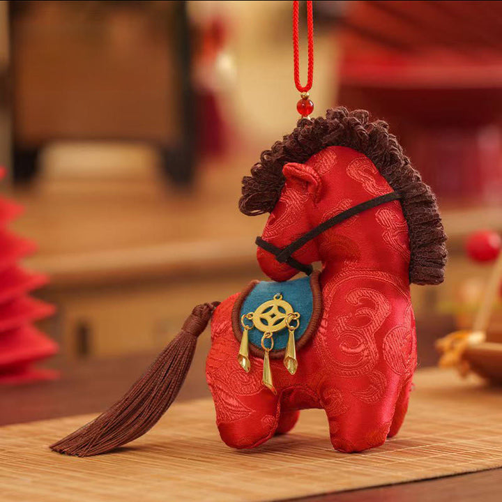Buddha Stones Year Of The Horse Red String Embroidery Freedom Hanging Decoration - Red Looking Back Horse (10.9-11.7*7.4cm) - image 9