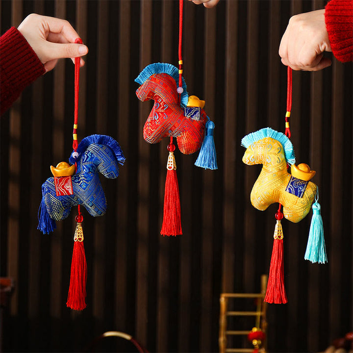 Buddha Stones Year Of The Horse Red String Embroidery Ingot Tassel Decoration - image 15