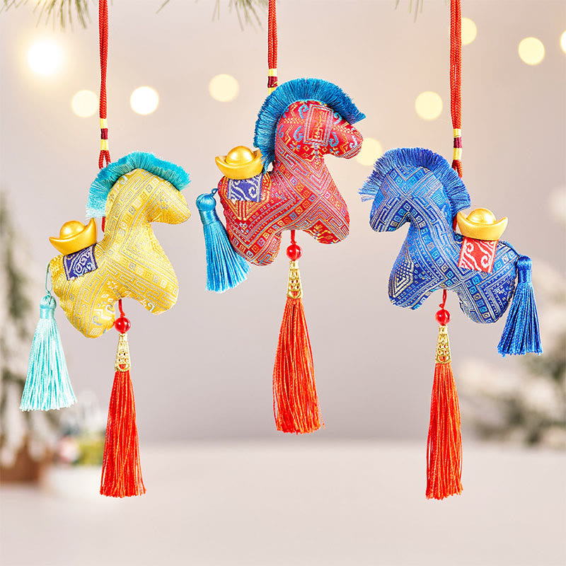 Buddha Stones Year Of The Horse Red String Embroidery Ingot Tassel Decoration - image 21