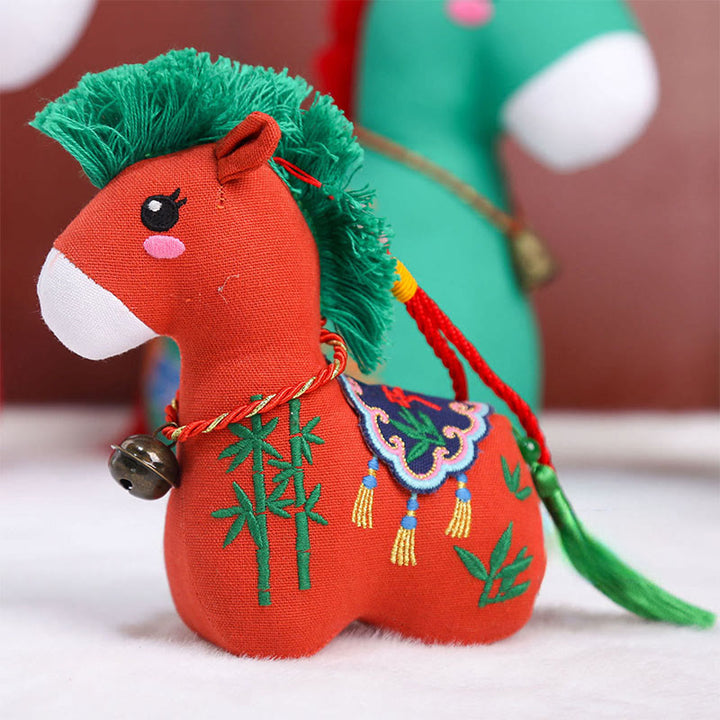 Buddha Stones Year of the Horse Copper Red String Fu Character Home Decoration - No Accidents Red Horse - 22*22*9 cm - image 0