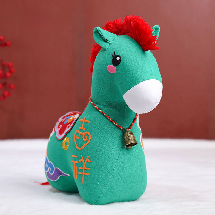 Buddha Stones Year of the Horse Copper Red String Fu Character Home Decoration - Auspicious Green Horse - 22*22*9 cm - image 17