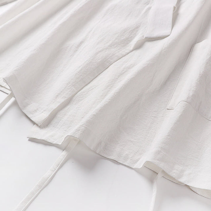 Buddha Stones 2Pcs Fall Lace-up Cotton Kimono Ankle-Length Wide Leg Pants With Pockets Men's Meditation Cloth Set - image 25