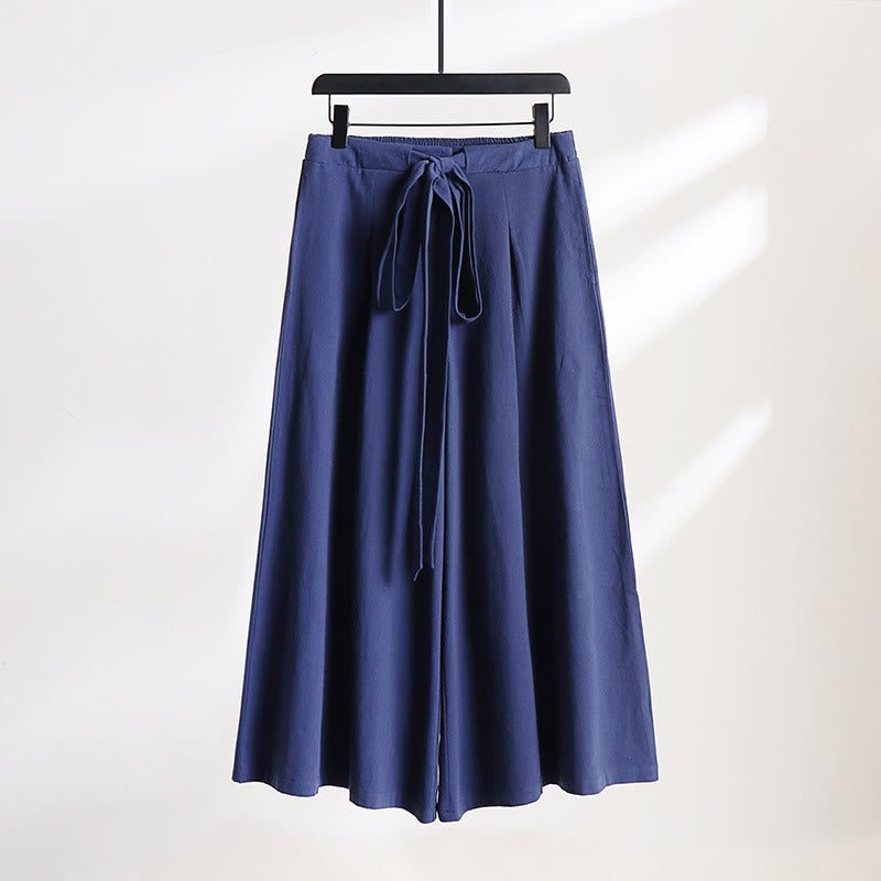 Buddha Stones 2Pcs Fall Lace-up Cotton Kimono Ankle-Length Wide Leg Pants With Pockets Men's Meditation Cloth Set - image 11