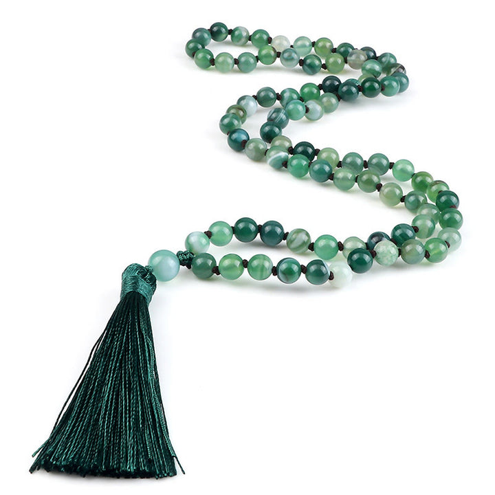 Buddha Stones Bead Malachite Tassel Protection Bracelet - Malachite - image 0