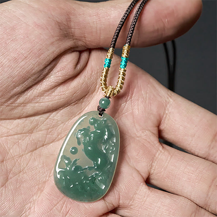 Buddha Stones Year Of The Horse Dragon Handcarved Copper Coins Jade Rope Prosperity Energy Necklace Pendants - image 4