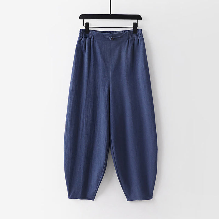 Buddha Stones Summer Plain Straight Leg Men's Cotton Linen Ankle-Length Pants With Pockets - SteelBlue - US/UK/AU54，EU64 (9XL) - image 0