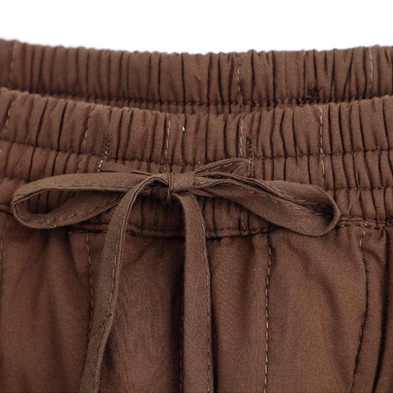 Buddha Stones Winter Plain Color Blocking Design Cotton Women's Harem Pants With Pockets - image 15