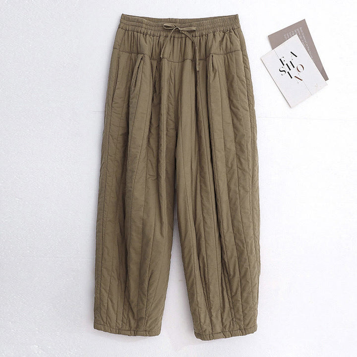 Buddha Stones Winter Plain Color Blocking Design Cotton Women's Harem Pants With Pockets - Tan - US8-10，UK/AU12-14，EU40-42 (2XL) - image 0