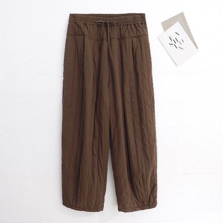 Buddha Stones Winter Plain Color Blocking Design Cotton Women's Harem Pants With Pockets - SaddleBrown - US8-10，UK/AU12-14，EU40-42 (2XL) - image 14