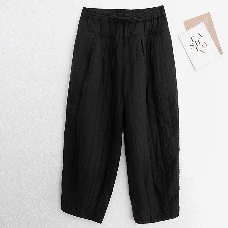 Buddha Stones Winter Plain Color Blocking Design Cotton Women's Harem Pants With Pockets - image 8