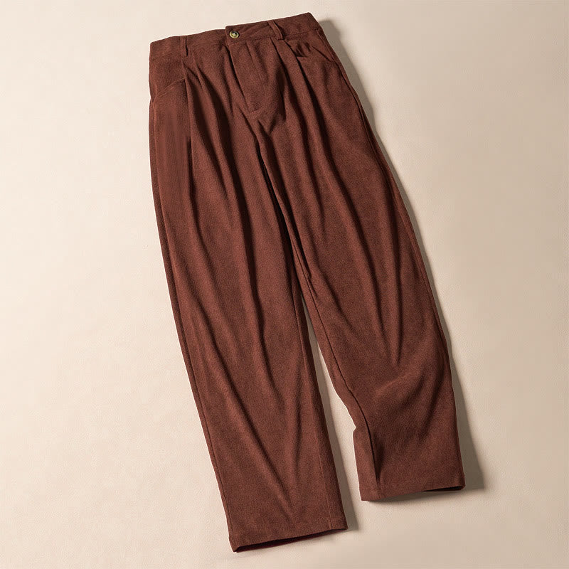 Buddha Stones Commute Solid Color Corduroy Zipper Women's Harem High Waist Pants With Pockets - image 2